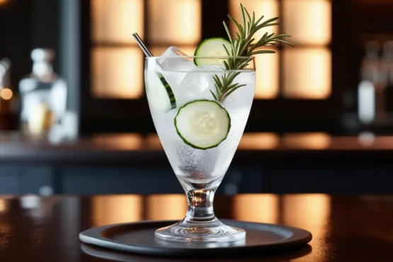 Coquetel de Gin Tônica com Pepino