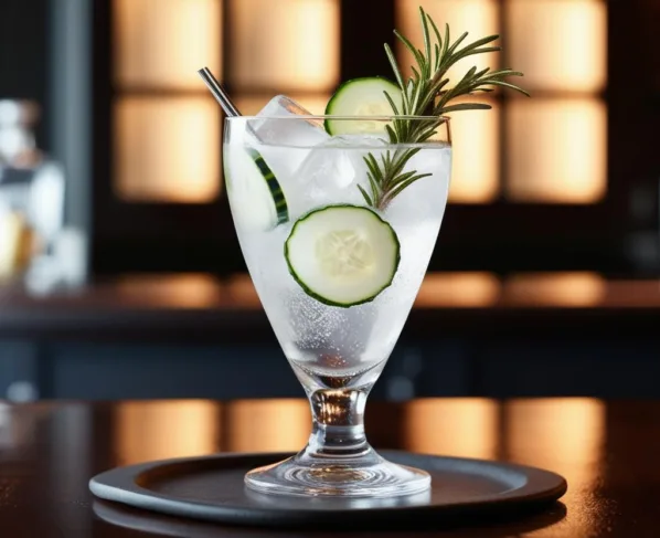 Coquetel de Gin Tônica com Pepino