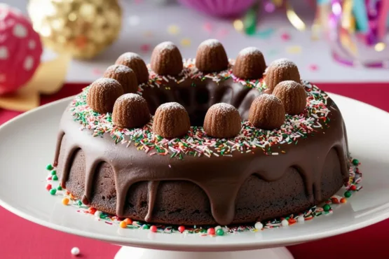 Bolo Brigadeiro com Massa de Chocolate Molhadinha
