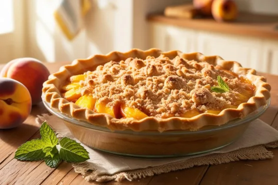 Deliciosa Torta de Pêssego com Toque Crocante de Amêndoas