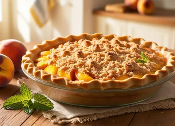 Deliciosa Torta de Pêssego com Toque Crocante de Amêndoas