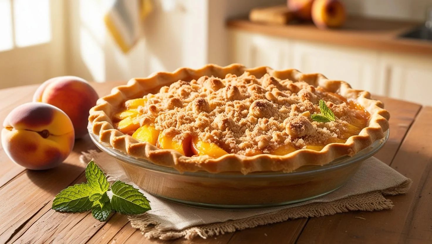Deliciosa Torta de Pêssego com Toque Crocante de Amêndoas