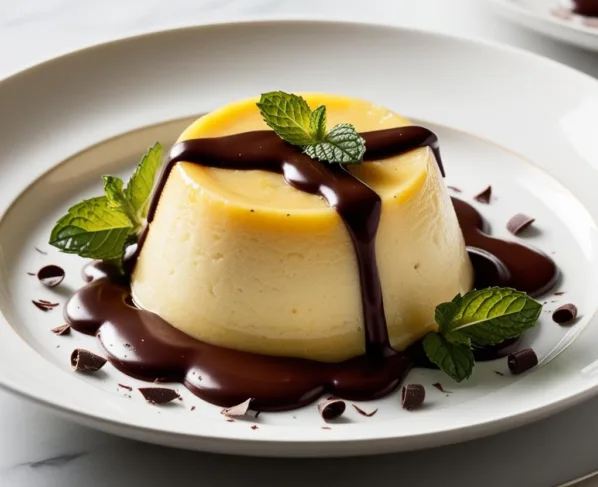 Flan de Maracujá com Calda de Chocolate Amargo