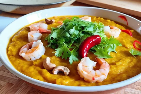 Receita de Vatapá Baiano Cremoso com Frutos do Mar Fácil de Preparar