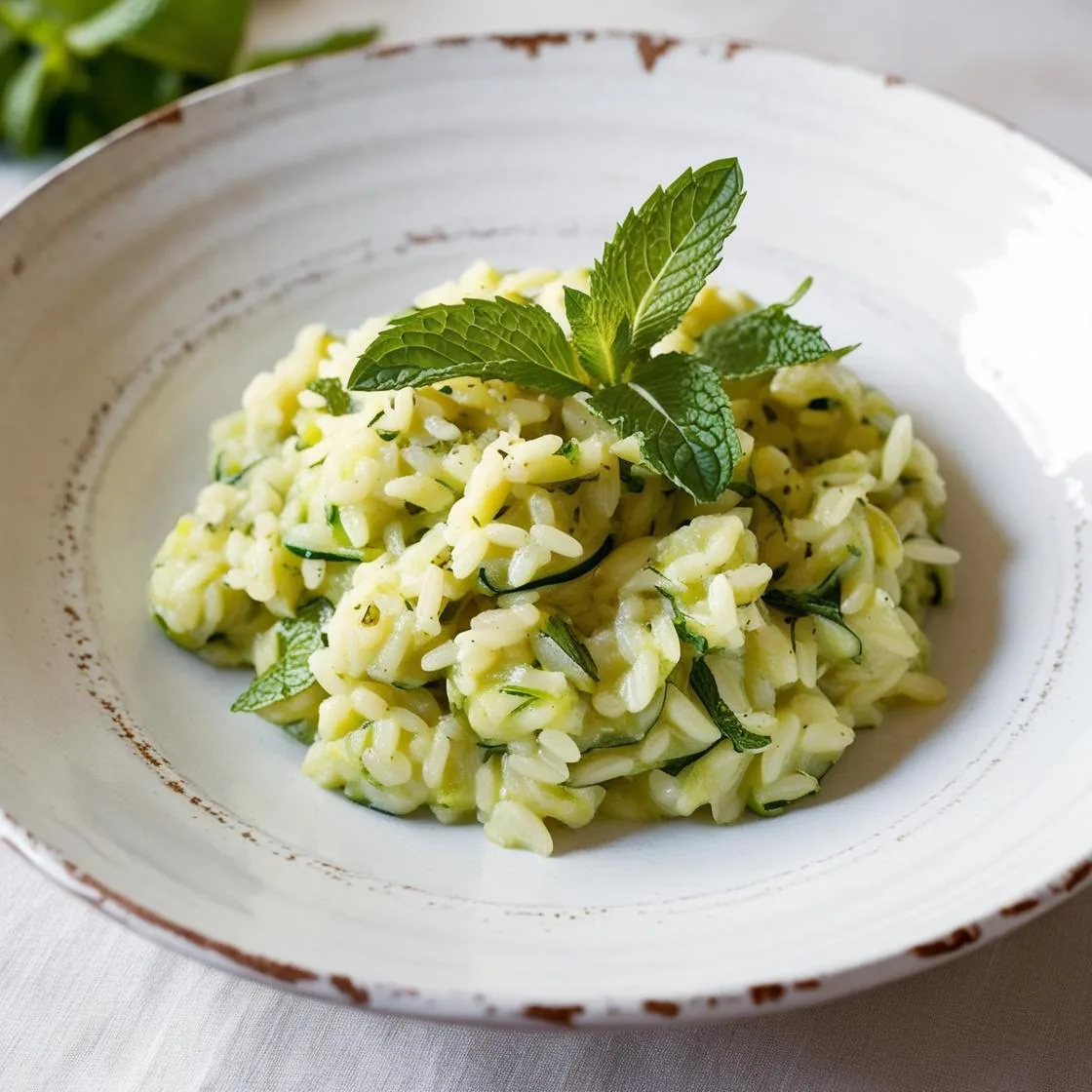 Risoto de Abobrinha com Hortelã Fresco e Leve