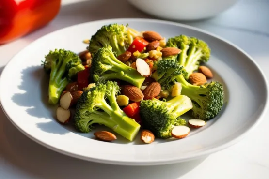 Salada Brócolis Amêndoas Crocante e Vegana