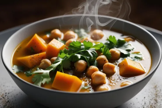 Sopa de Grão de Bico Abóbora Vegana Receita fácil