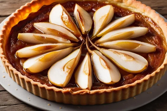 Torta de Pera Caramelizada com Massa Sablé