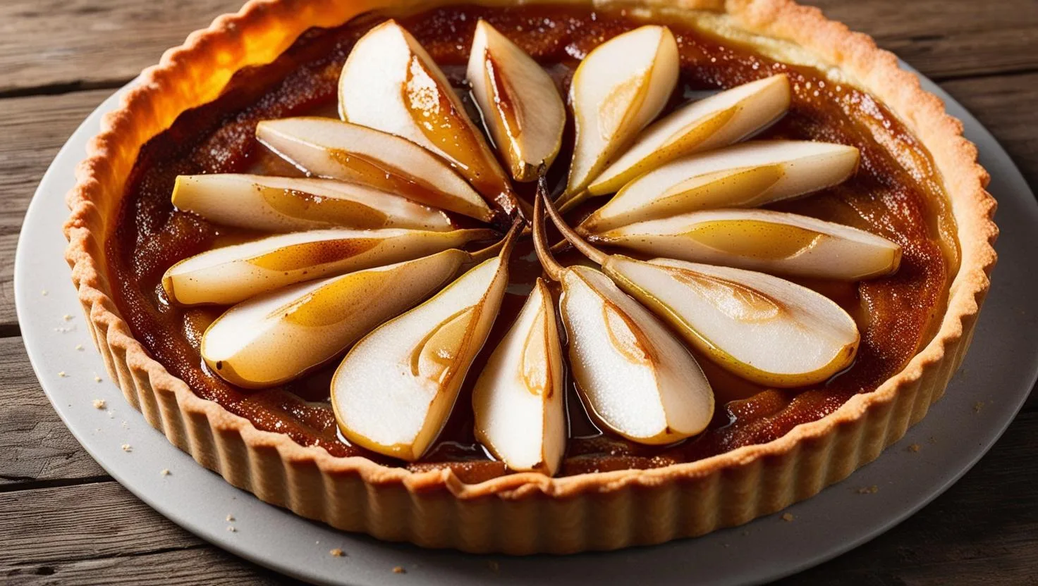 Torta de Pera Caramelizada com Massa Sablé