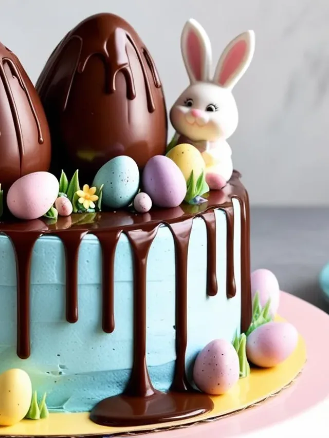 Bolo de Páscoa Decorado com Ovos de Chocolate ao Leite