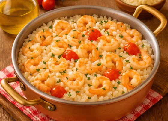 Arroz Cremoso com Camarão Receita Deliciosa e Fácil
