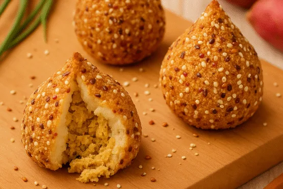 Coxinha de Batata Doce Fit Crocante e Saudável