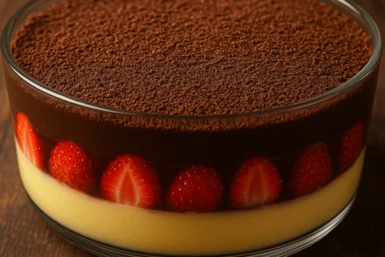 Escondidinho de Chocolate com Morangos Frescos Sobremesa Deliciosa