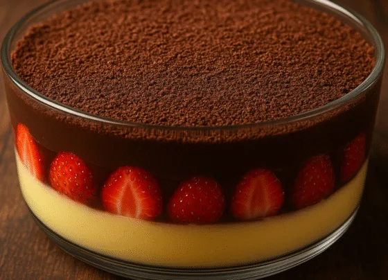 Escondidinho de Chocolate com Morangos Frescos Sobremesa Deliciosa