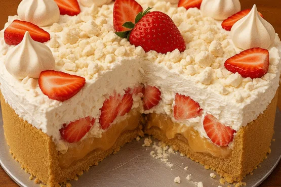 Morangoffe Cremoso com Doce de Leite e Morangos Frescos