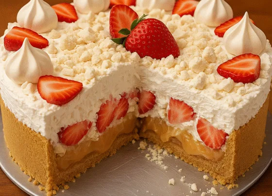 Morangoffe Cremoso com Doce de Leite e Morangos Frescos