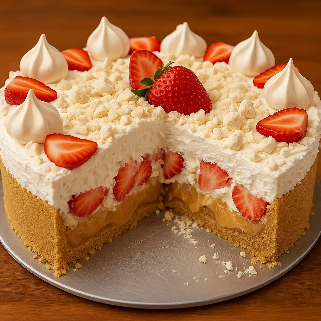 Morangoffe Cremoso com Doce de Leite e Morangos Frescos