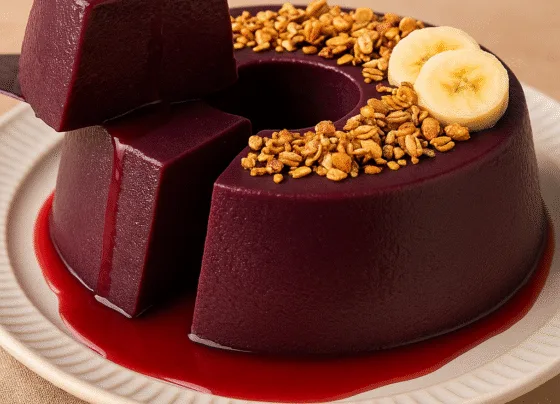 Pudim de Açaí com Banana e Granola Receita Saudável