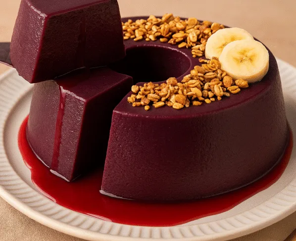 Pudim de Açaí com Banana e Granola Receita Saudável
