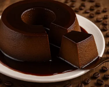 Pudim de Café com Calda de Chocolate Amargo