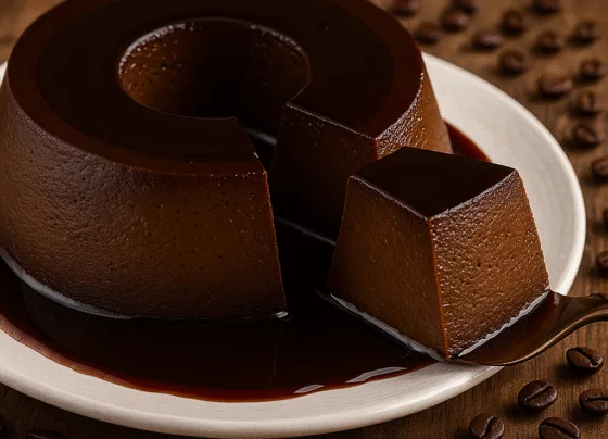 Pudim de Café com Calda de Chocolate Amargo