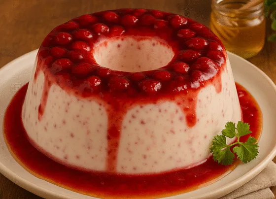 Pudim de Iogurte com Frutas Vermelhas e Mel