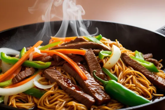 Receita para Yakisoba de Carne Completo com Legumes Frescos