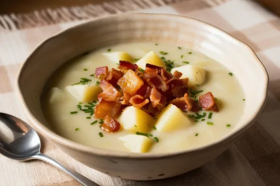 Sopa Cremosa de Batata com Bacon Crocante Receita Confortante