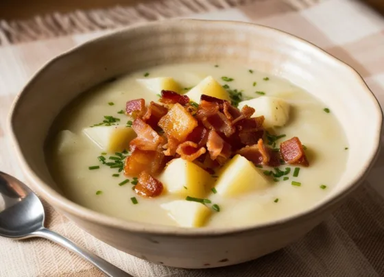 Sopa Cremosa de Batata com Bacon Crocante Receita Confortante