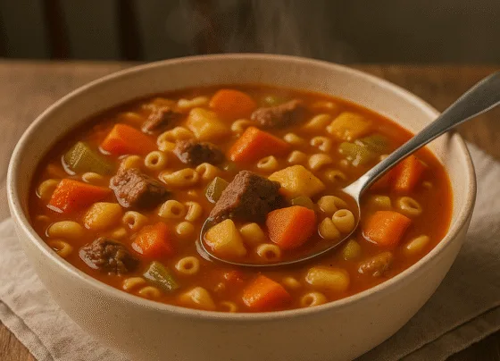 Sopa de Carne com Legumes e Macarrão Preparo Rápido e Reconfortante