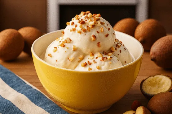 Sorvete de cupuaçu com castanhas