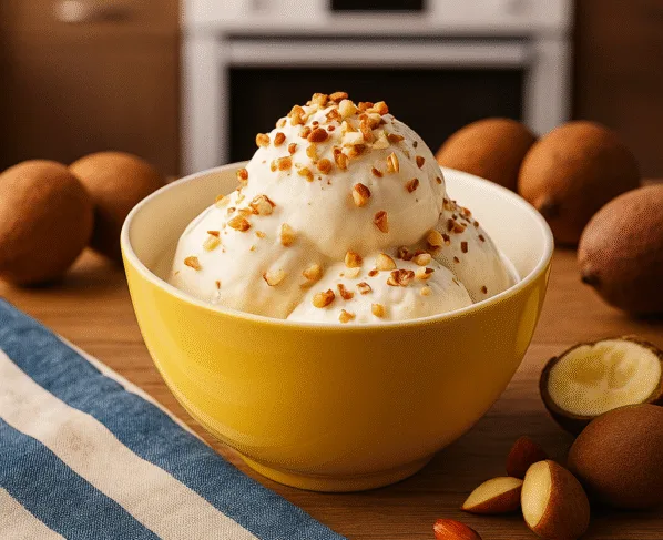 Sorvete de cupuaçu com castanhas