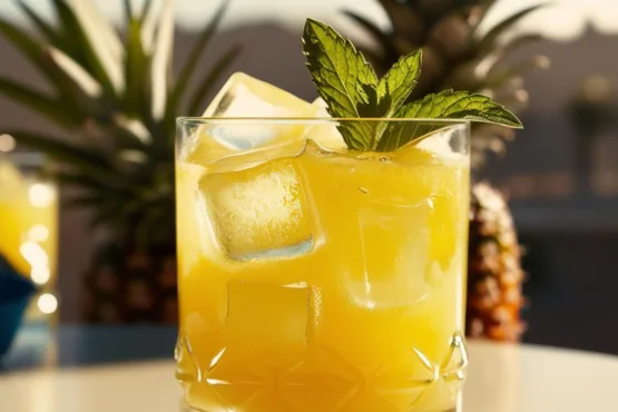Suco de Abacaxi com Hortelã e Gelo