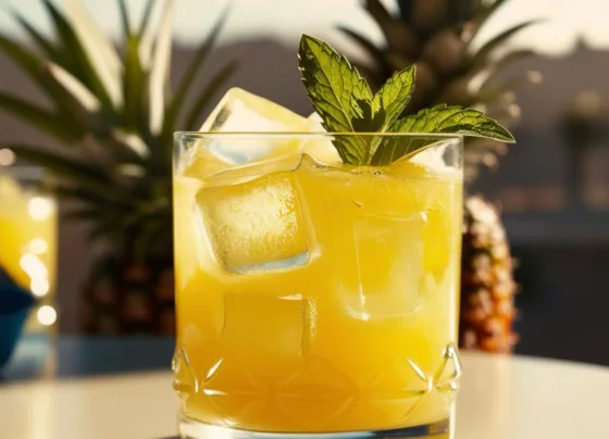 Suco de Abacaxi com Hortelã e Gelo