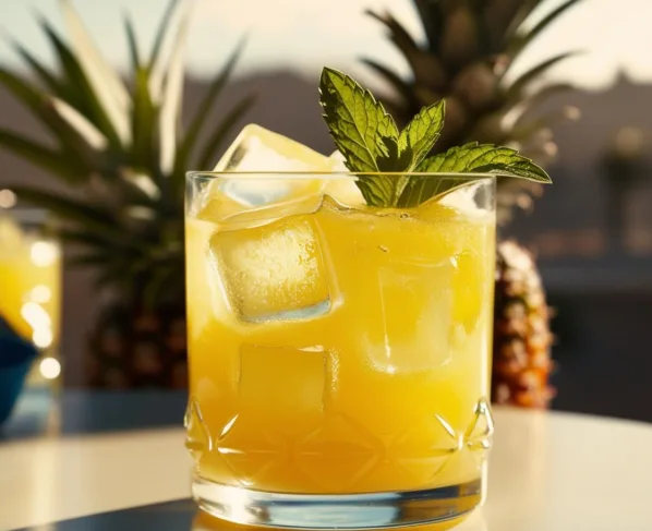 Suco de Abacaxi com Hortelã e Gelo