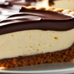 imagem realista de uma fatia de Torta Holandesa Cremosa com Chocolate e Biscoito com destaque para a textura cremosa e crocante da sobremesa gelada